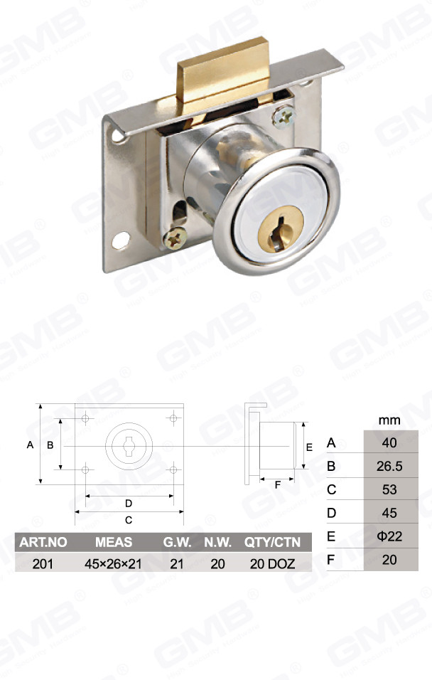 عالية الجودة سبائك الزنك درج قفل باب الخزانة والأثاث درج مكتب (202)