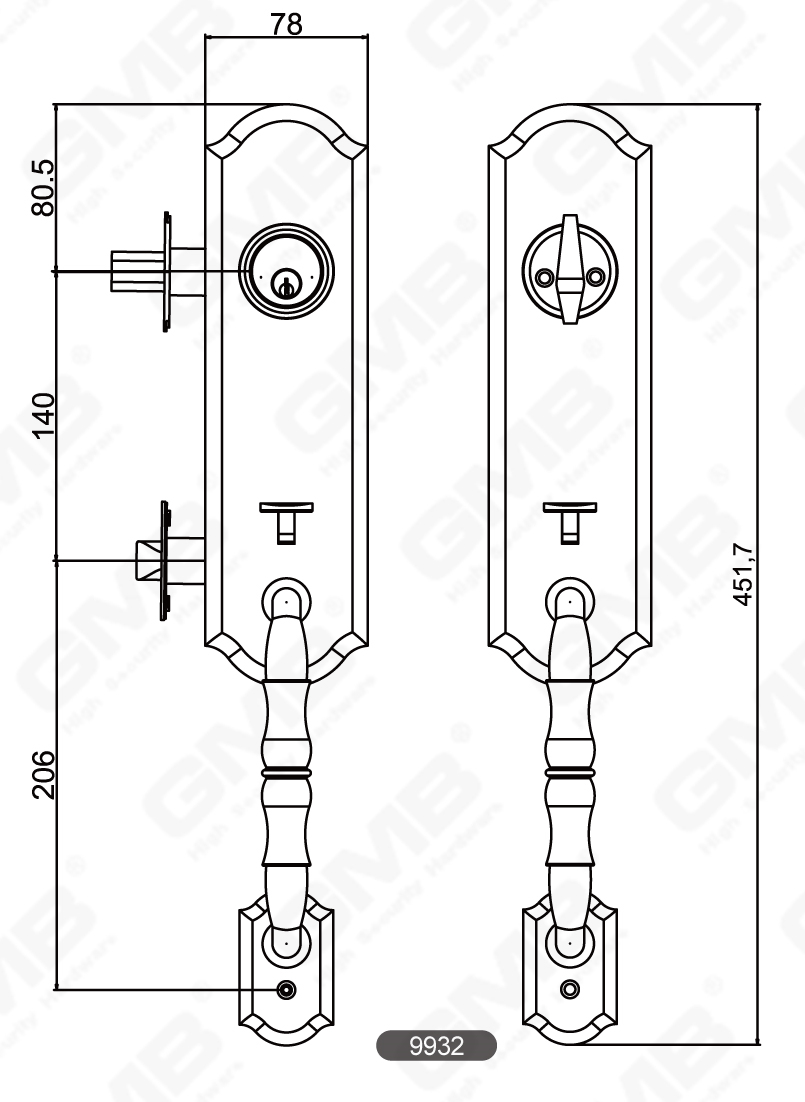 01 قبضة مقبض قفل سلسلة 44