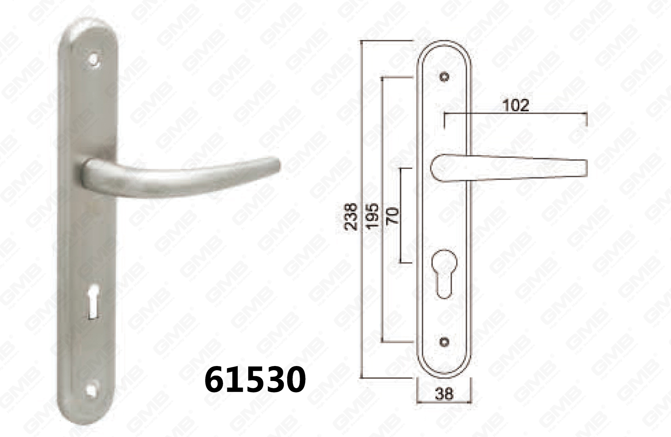 61530door مقبض على لوحة لقفل القيث