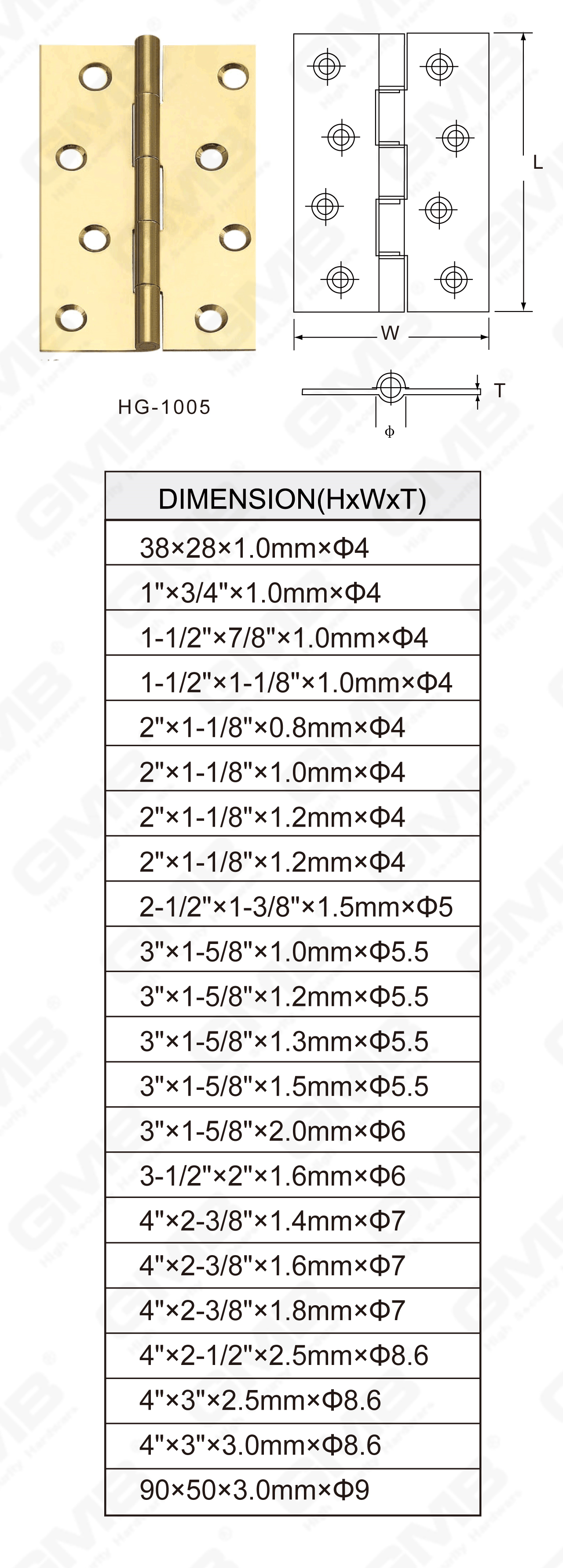 brass مفصلات series_hg-1005-14