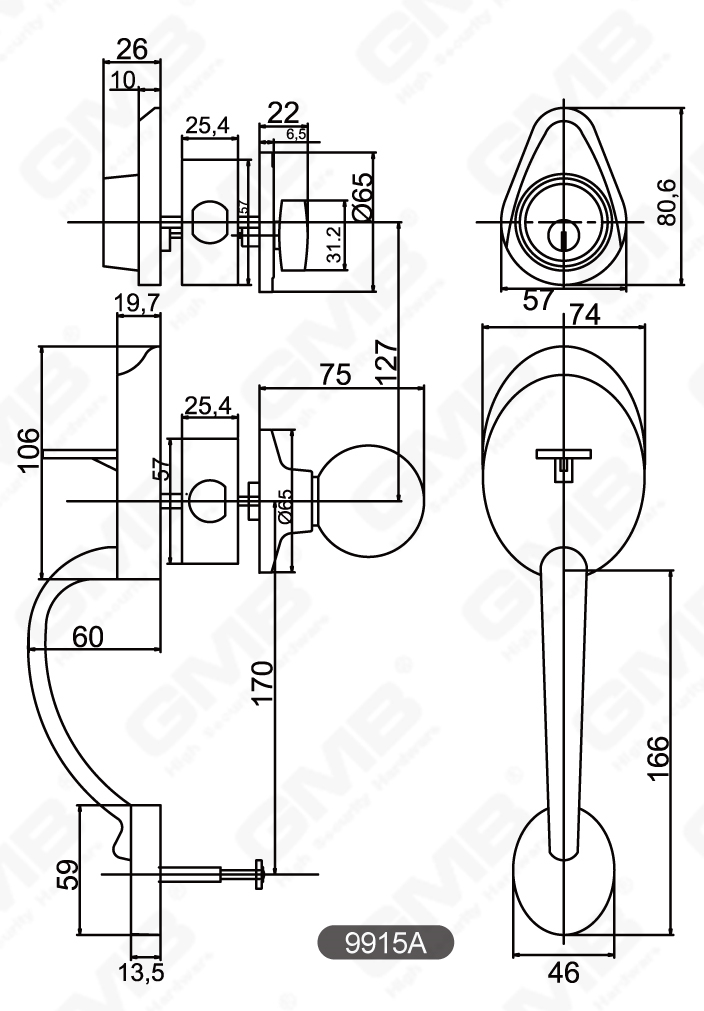 01 قبضة مقبض القفل سلسلة 10