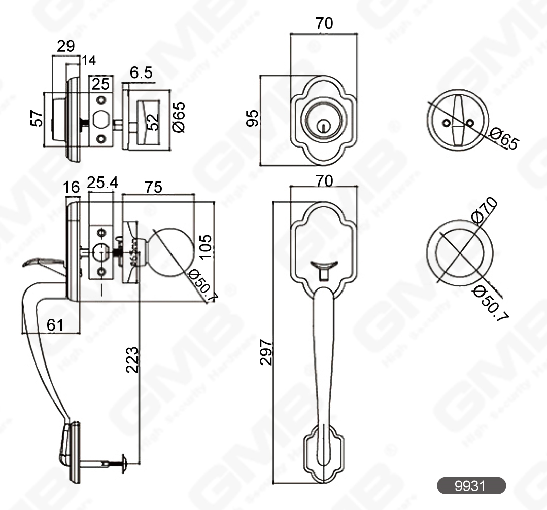 01 قبضة مقبض القفل سلسلة 42