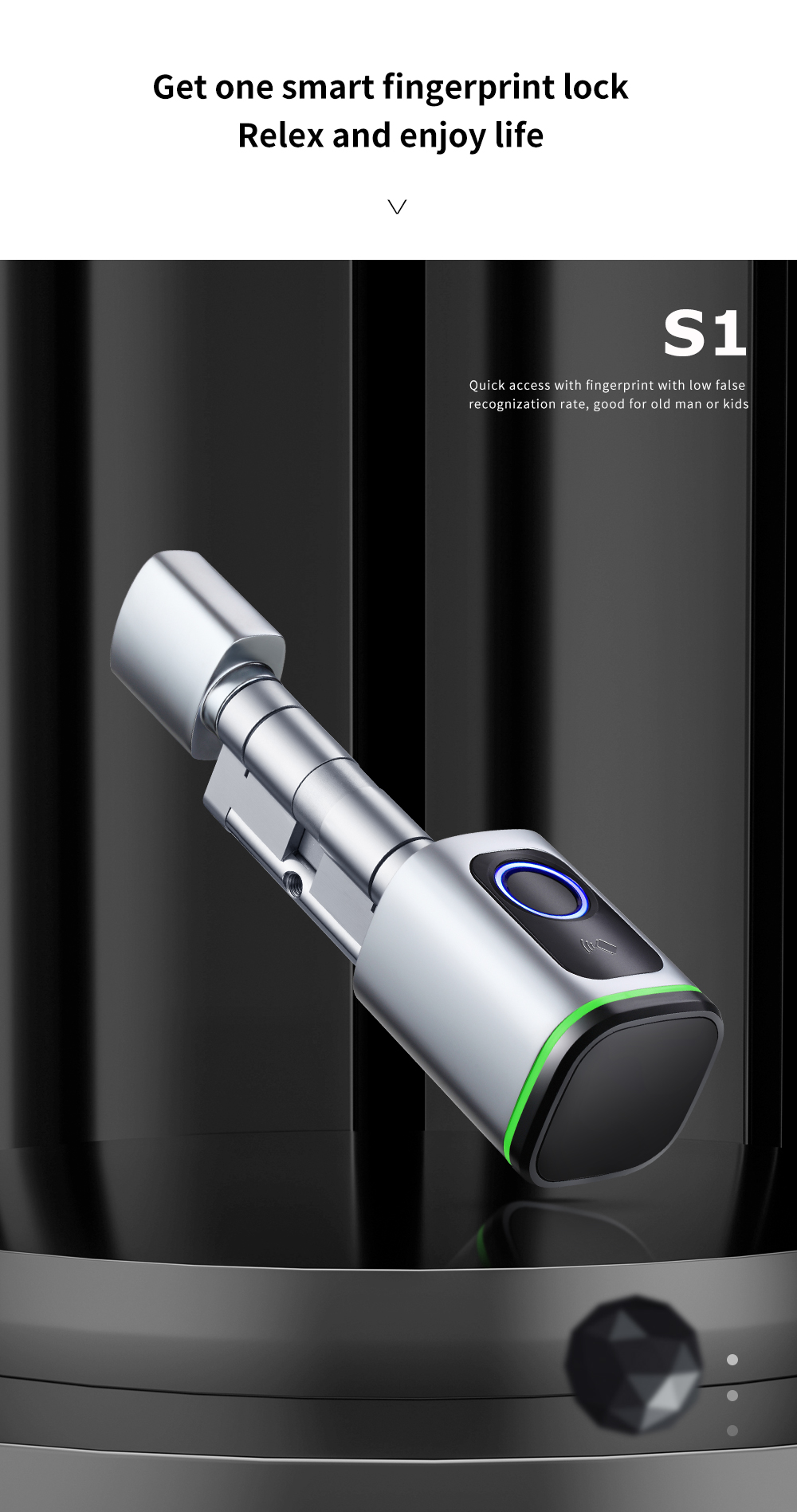 البيومترية الذكية بطاقة NFC كلمة المرور قفل اسطوانة اسطوانة إلكترونية اسطوانة إلكترونية (S1)