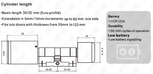 Biometric Smart NFC Password Password Lock Cylinder Cylinder Cylinder Electronic Cylinder (S1)