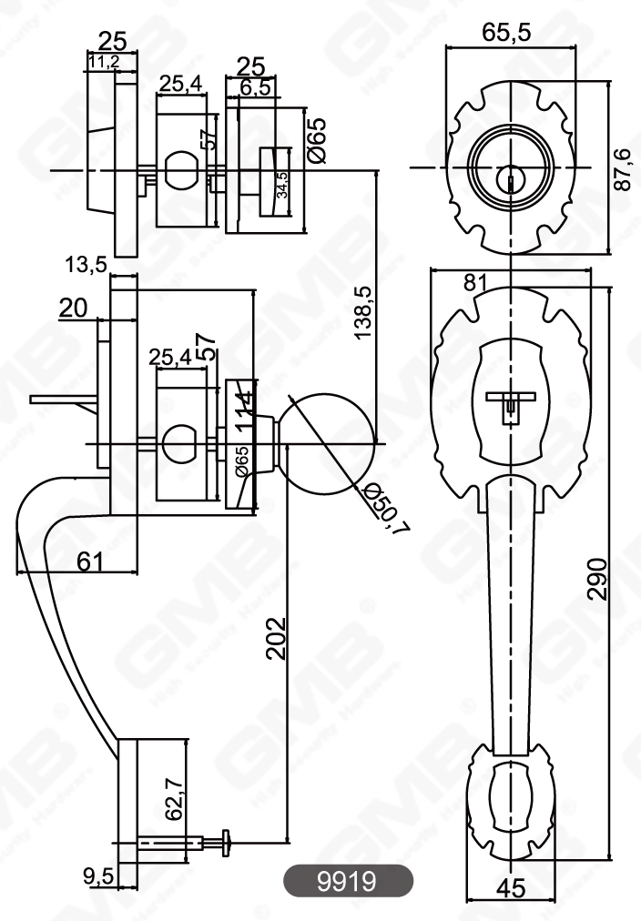 01 قبضة مقبض قفل سلسلة 20