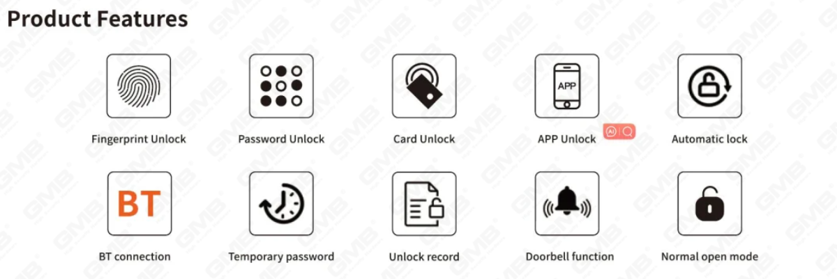 بطاقة بصمة الأمان عالية/بطاقة RFID/WIFI/TUYA/TT APP DIGITAL SMART DOOR LOCK (254)