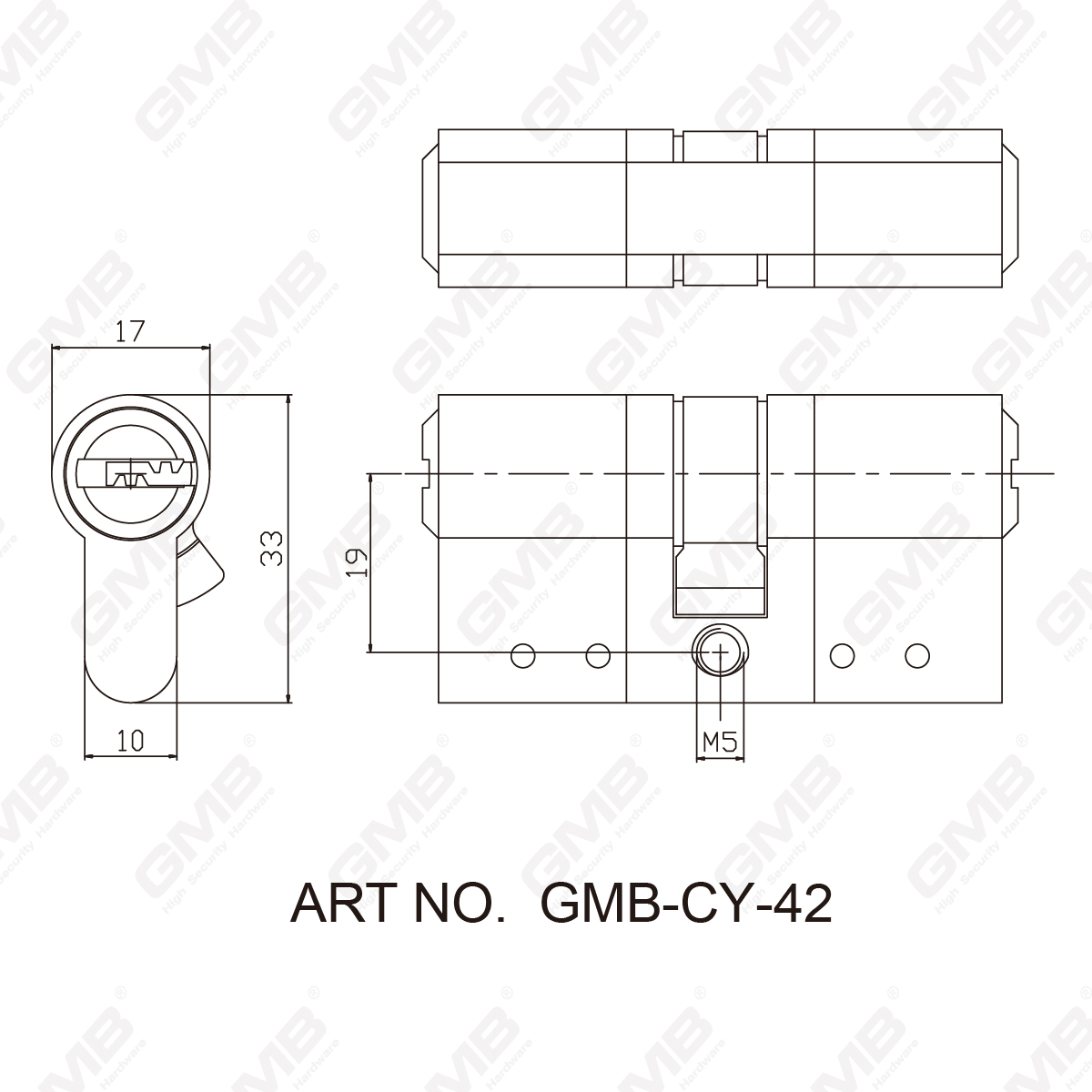أسطوانة أمان عالية لأعلى ولأسفل دبابيس خط مع قاطع GMB-CY-42-07