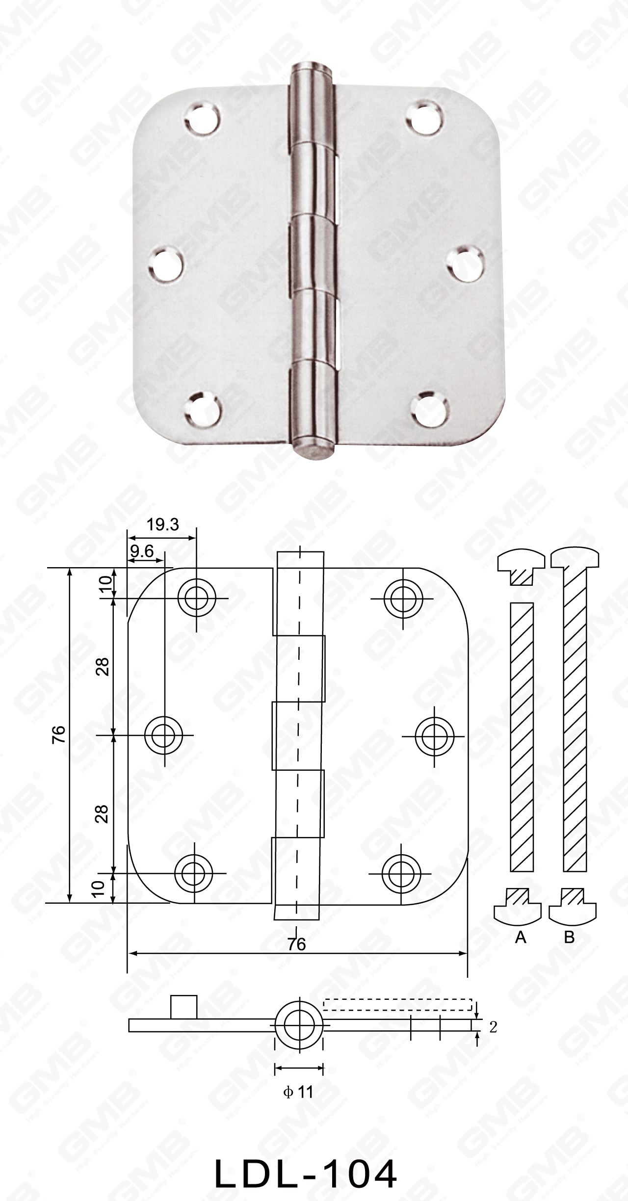 مفصلات الفولاذ المقاوم للصدأ series_ldl-104-11