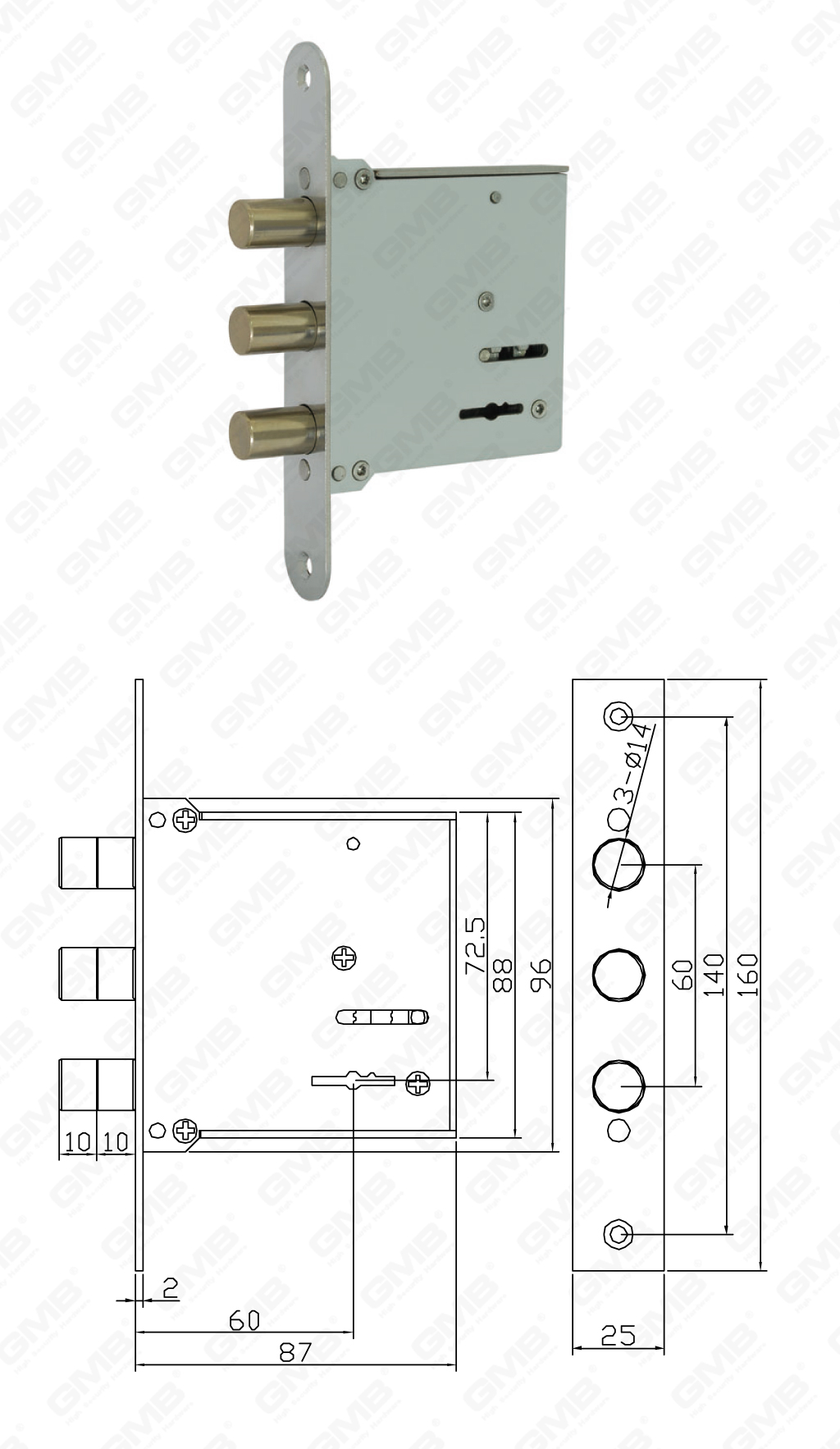 01 مرتفع الأمن نقر Lock_GX1223-56