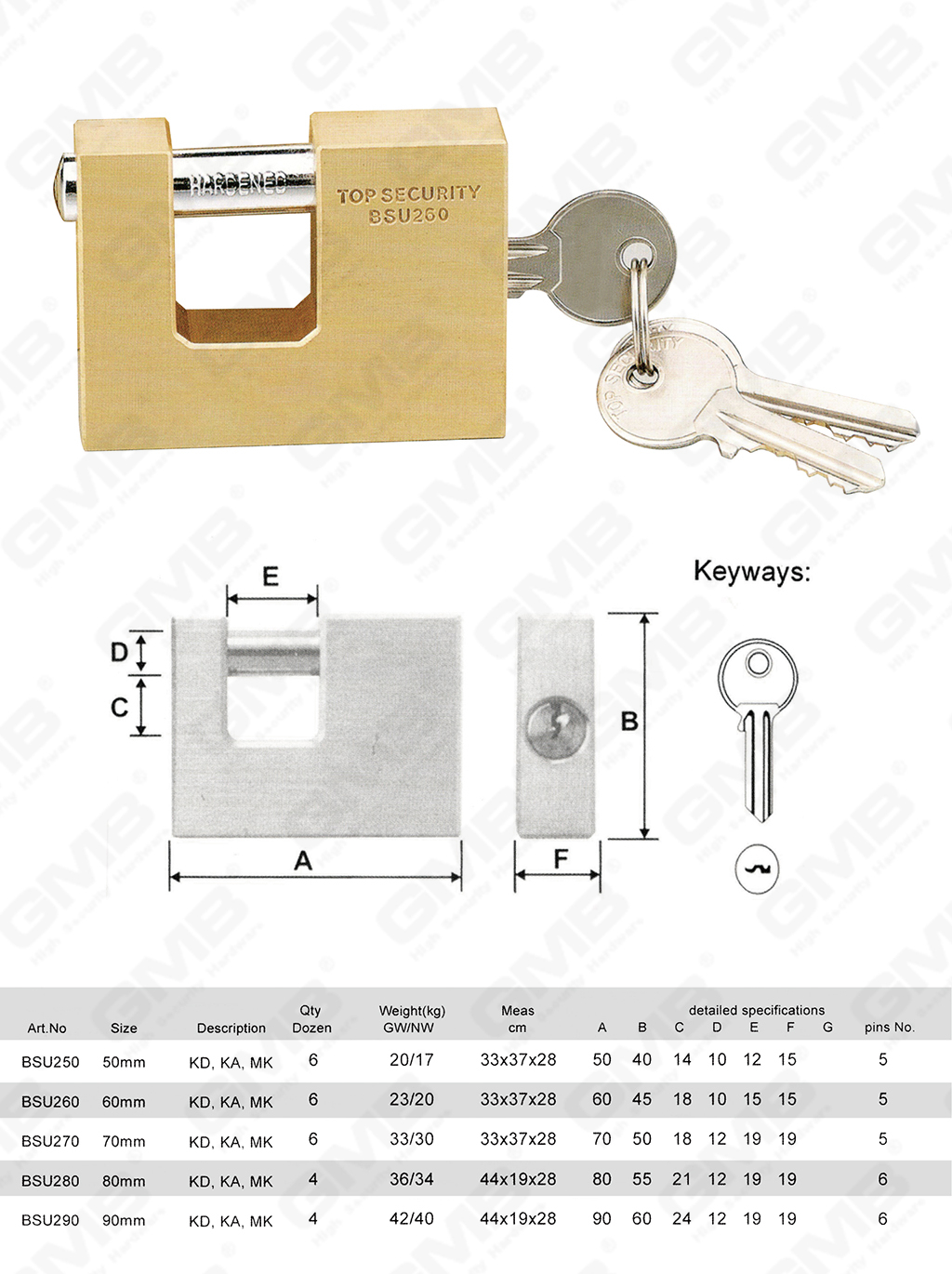 挂锁 网站 图 3_ 【097】 براس مستطيل Padlock-16