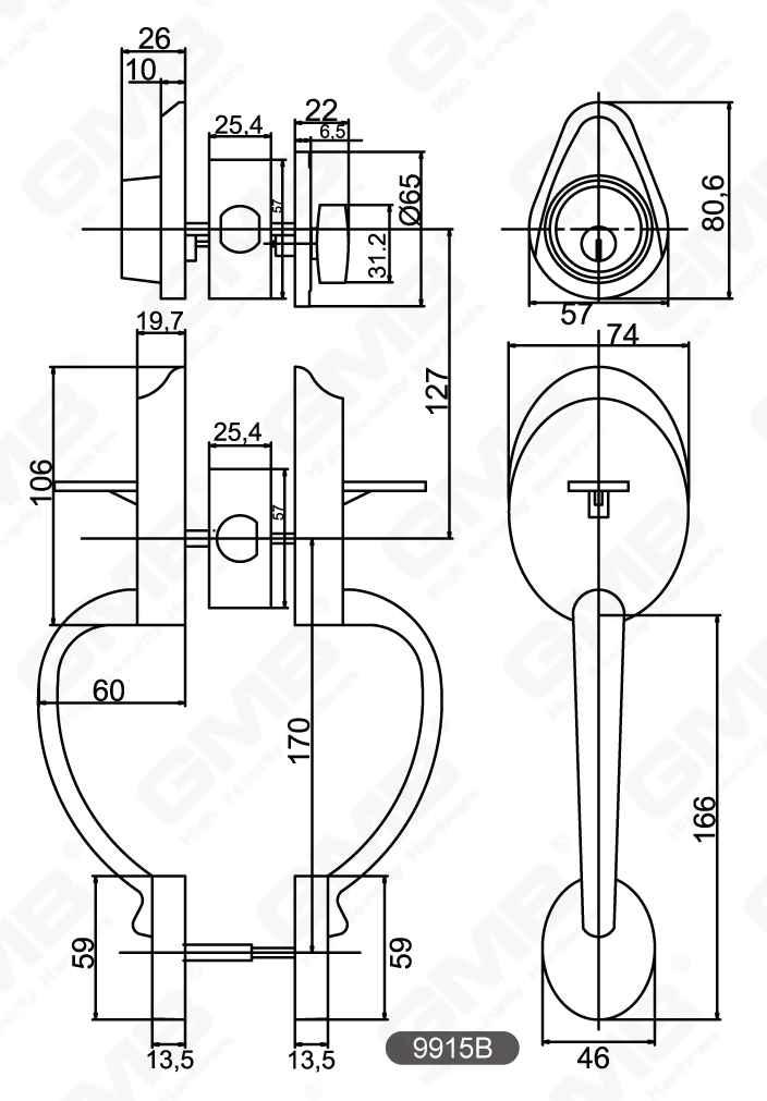 01 قبضة مقبض القفل سلسلة 12